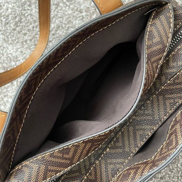 Liz Clayborne Geometric Brown Medium Envelope Handbag Shoulder Purse with Straps - Picture 9 of 13